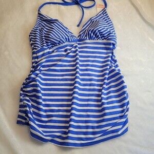 NWT Liz Lang Blue Stripes Maternity Tankini Swimwear  Size Small